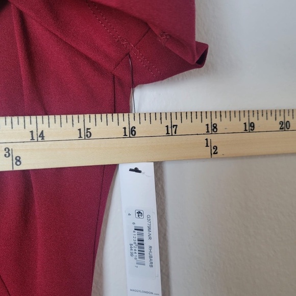 Maggy London Women's Midi Short Sleeve Sheath with Neck Tie Career Office Work - Picture 5 of 11